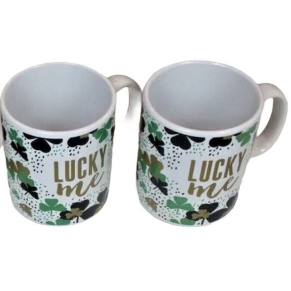 Irish St. Patricks Day Coffee Mugs "Lucky Me" Shamrocks‎ Clovers Ceramic Holiday - Picture 3 of 3